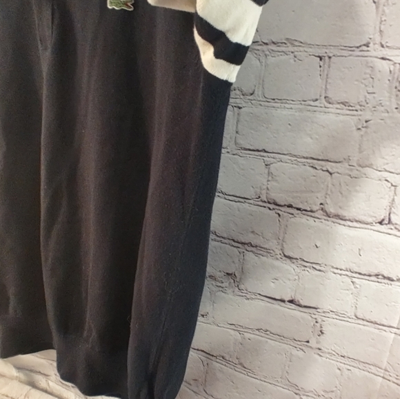 Lacoste L!VE Mens Black White Stripe Pullover Sweater 7 - Picture 15 of 16